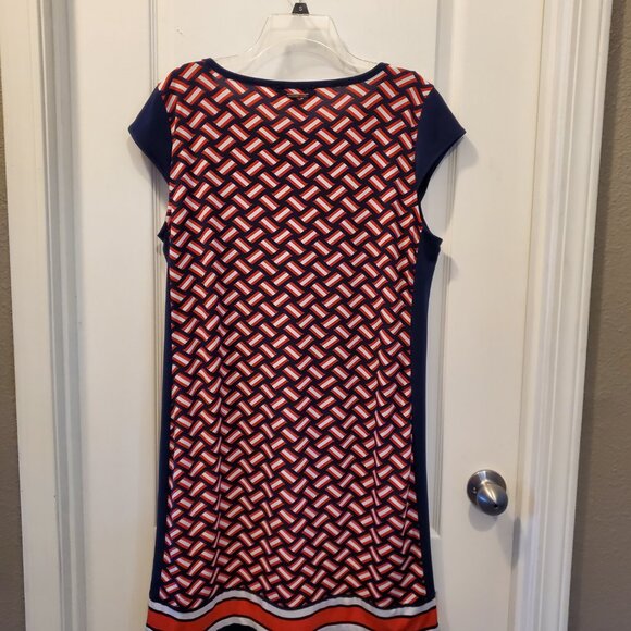Michael Kors Shift Dress - Red White & Blue Geometric Print |Super stretchy XL - Picture 4 of 5